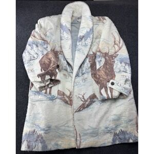 Custom Deer Graphic Jacket XL Green Full Zip Hunting Outdoor Work Coat 28x40